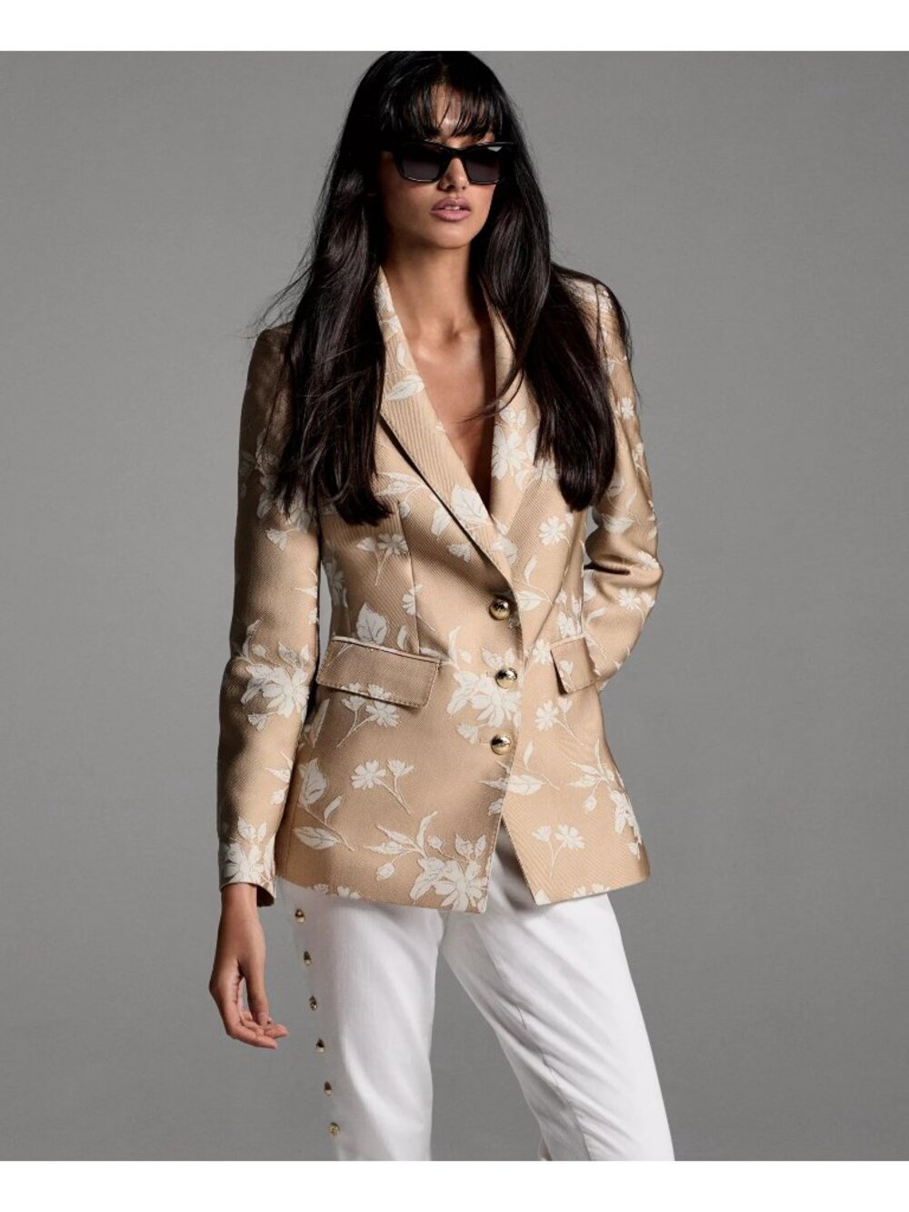 NWT Karl Lagerfeld Paris cream & white textured floral embroidered blazer, 12